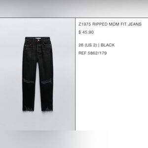 ZARA RIPPED MOM FIT JEANS